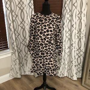 Eliza J Beige and Black Leopard Print Mini Dress
